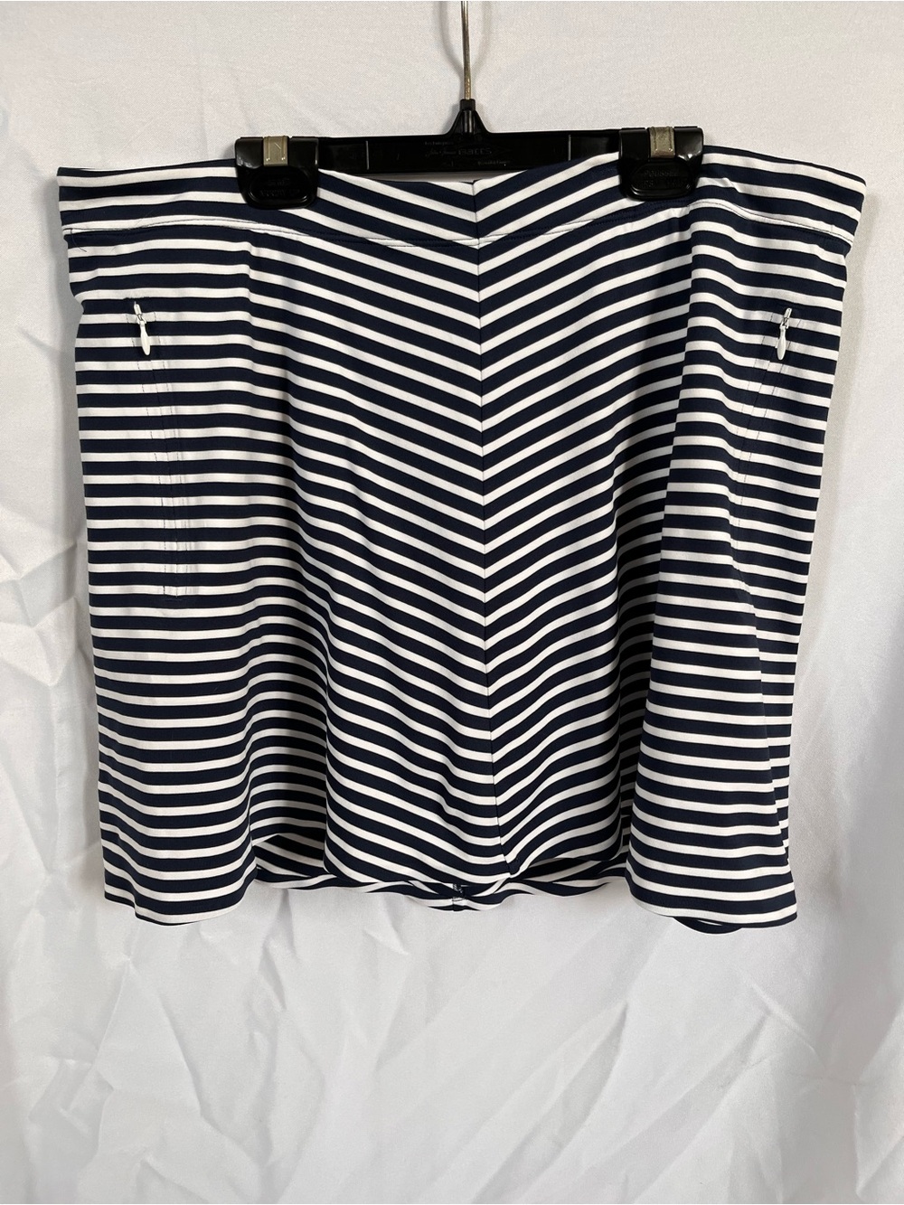Nike Navy and White Striped Mini Skort - skirt with built-in shorts
